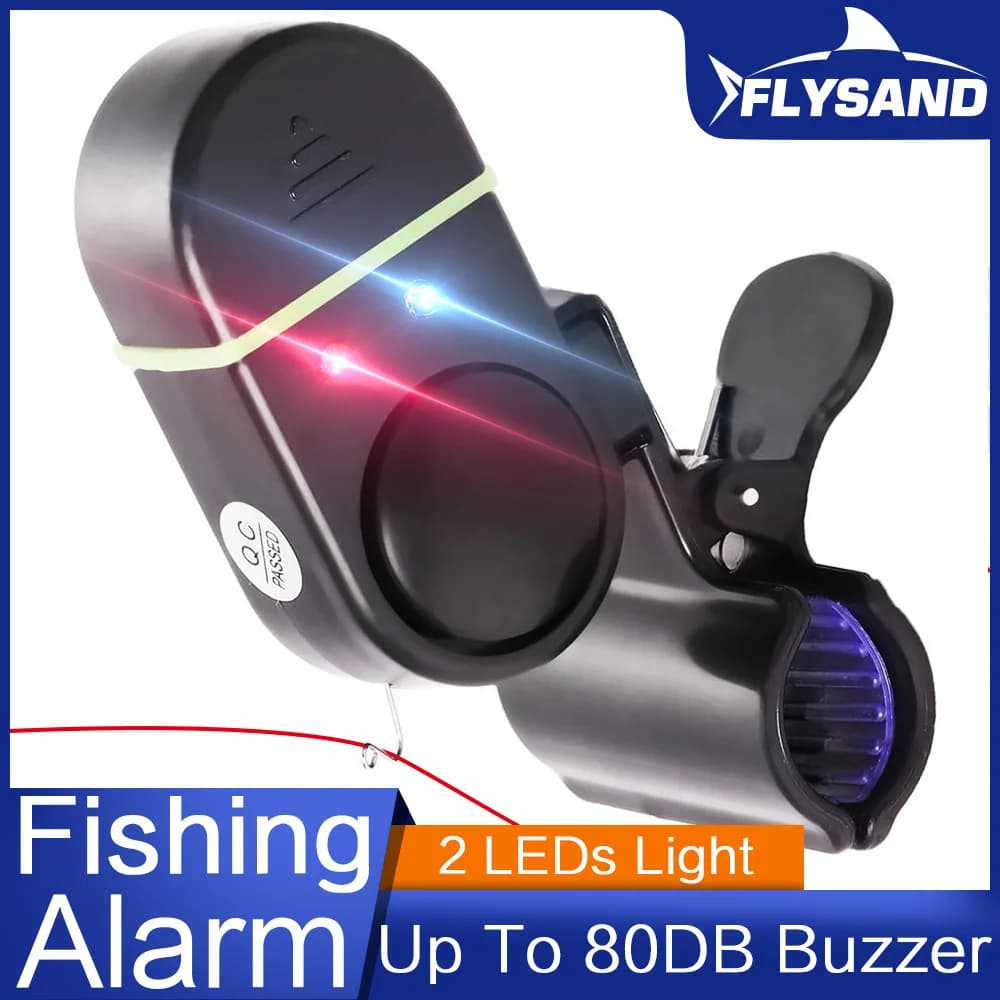 FLYSAND Alarm Fishing Fish bite We call alert Alarm Sound Bell LED indicator Light Clip-on Fishing rod External cicaline Fishing instrument