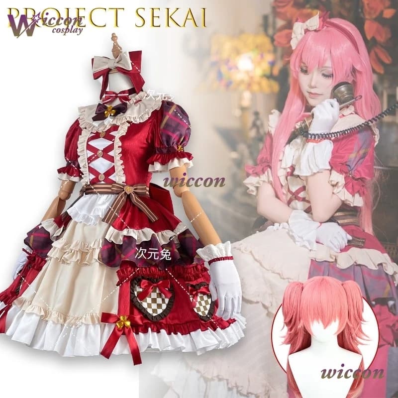 CosC Project Sekai Airi Momoi Sweetie Pie Valentine's Day Cosplay Costume Size Bunny Outfit Quality Lolita Red Christmas Cosplay