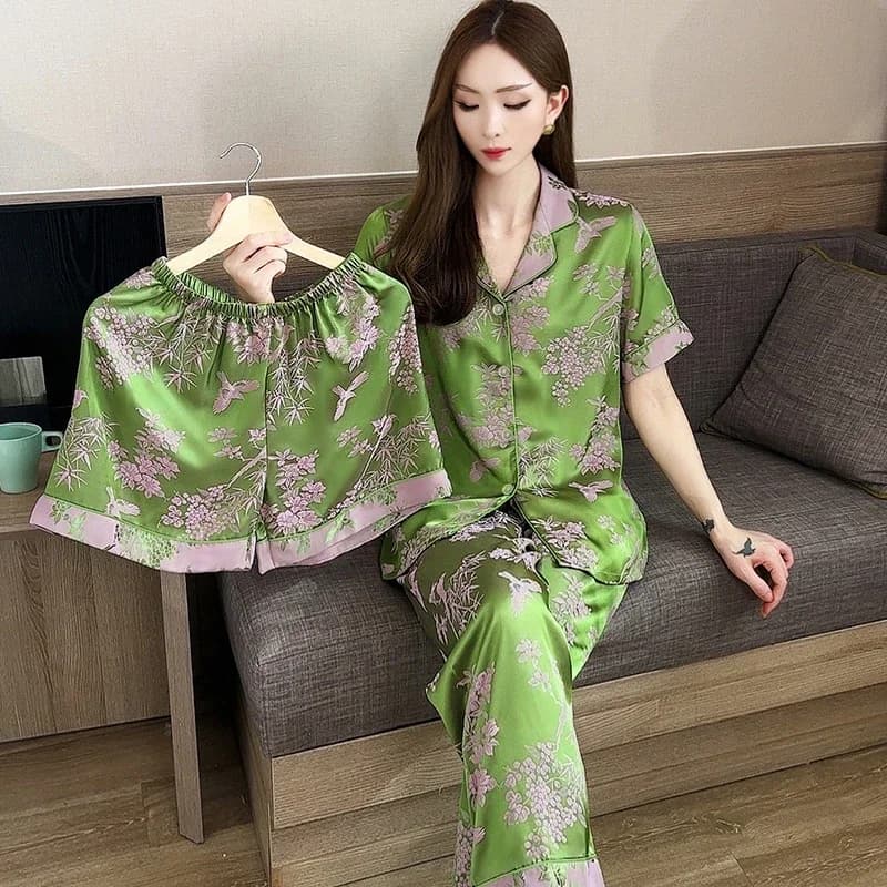 Elegant Classical Old-fashioned Flavor Women's Pajamas Chinese Flower & Bird Print Sleepwear 2024 New Autumn Y2k Home Nightwear