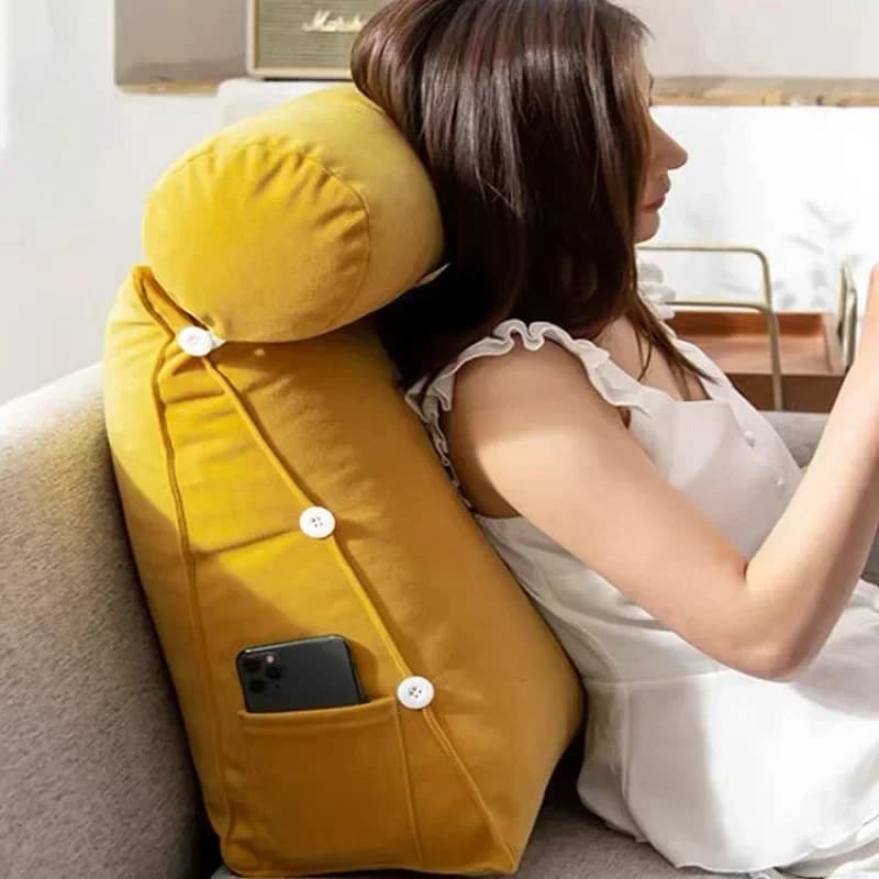 Cuscino di supporto lombare triangolare per schienale da lettura con poggiatesta Cuscino per schienale in peluche per sollievo dal dolore Cuscino per divano letto sedia in vita