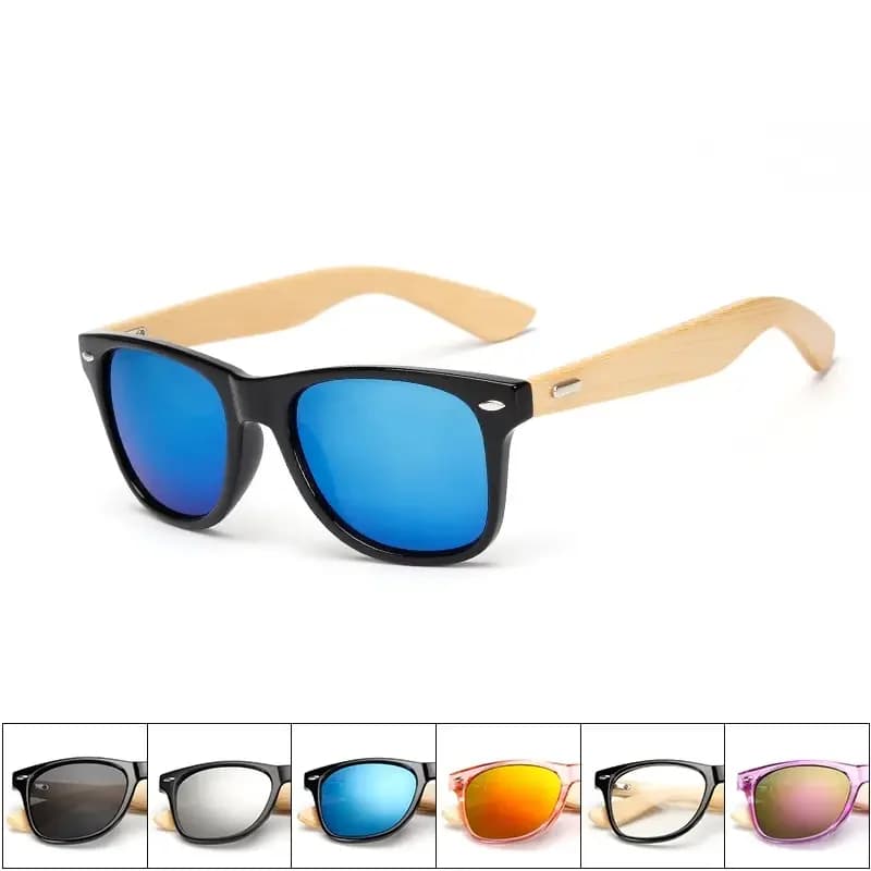 16 Color Wood Sunglasses Men Women Square Bamboo Women for Women Men Mirror Sun Glasses Retro Handmade 200000297