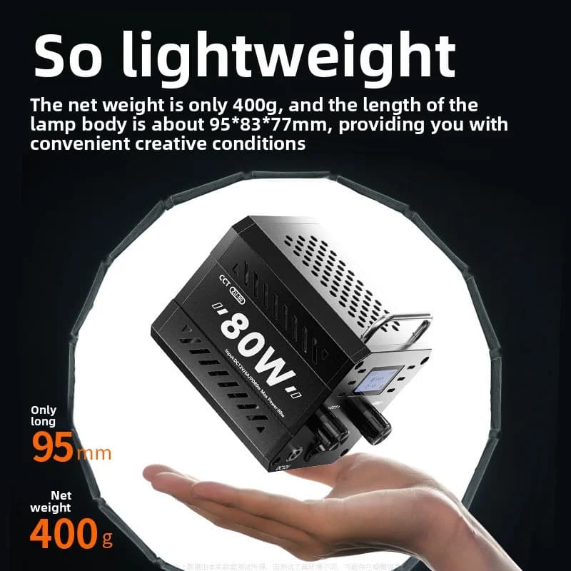 ZU80 80w Lampada esterna portatile Cob Luce di riempimento ad alta potenza Lampada fotografica Dimmerabile Telecomando portatile Lampade per riprese dal vivo