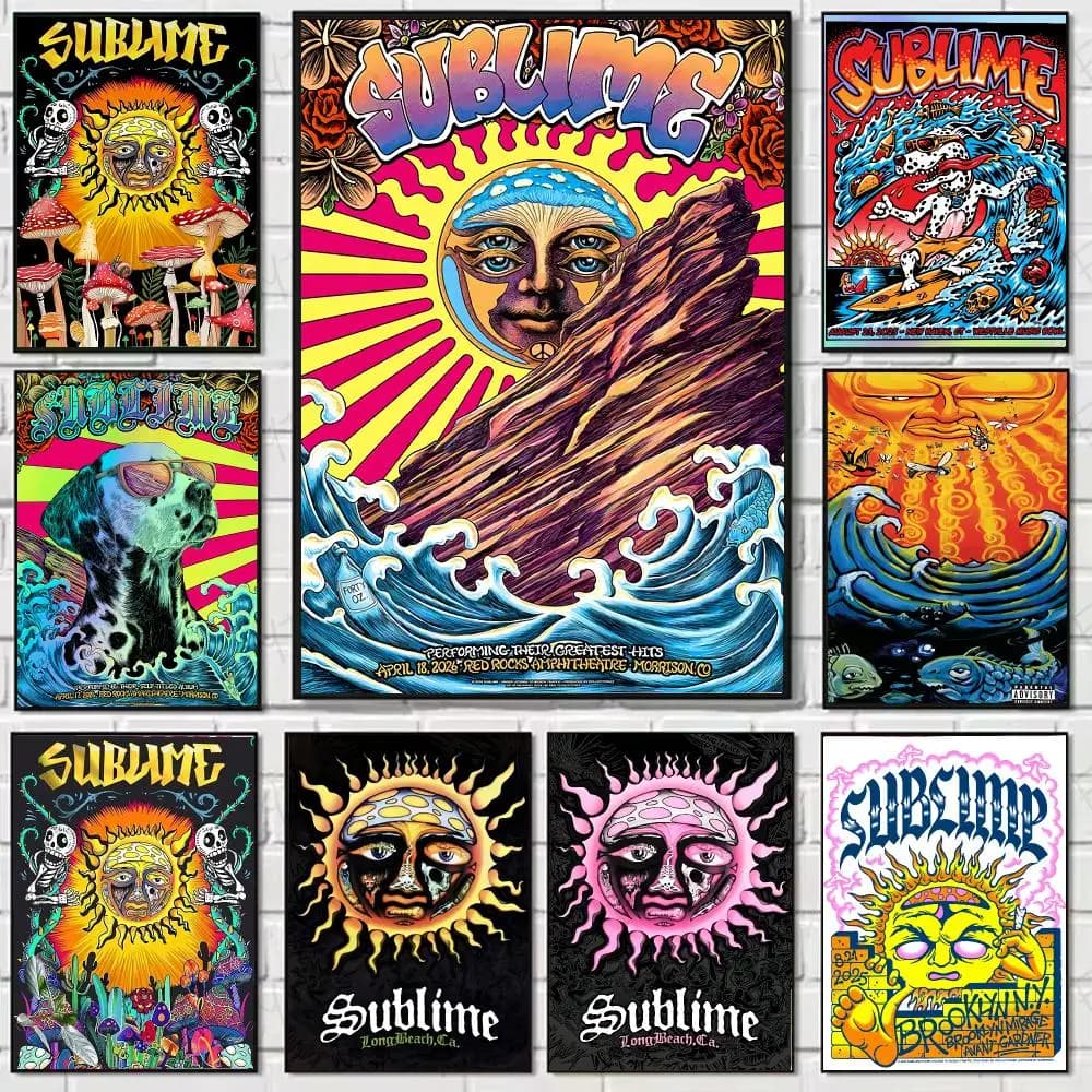 Sublime Band Poster Stickers, suitable for game rooms, bedrooms, corridors, home wall art decor, gifts