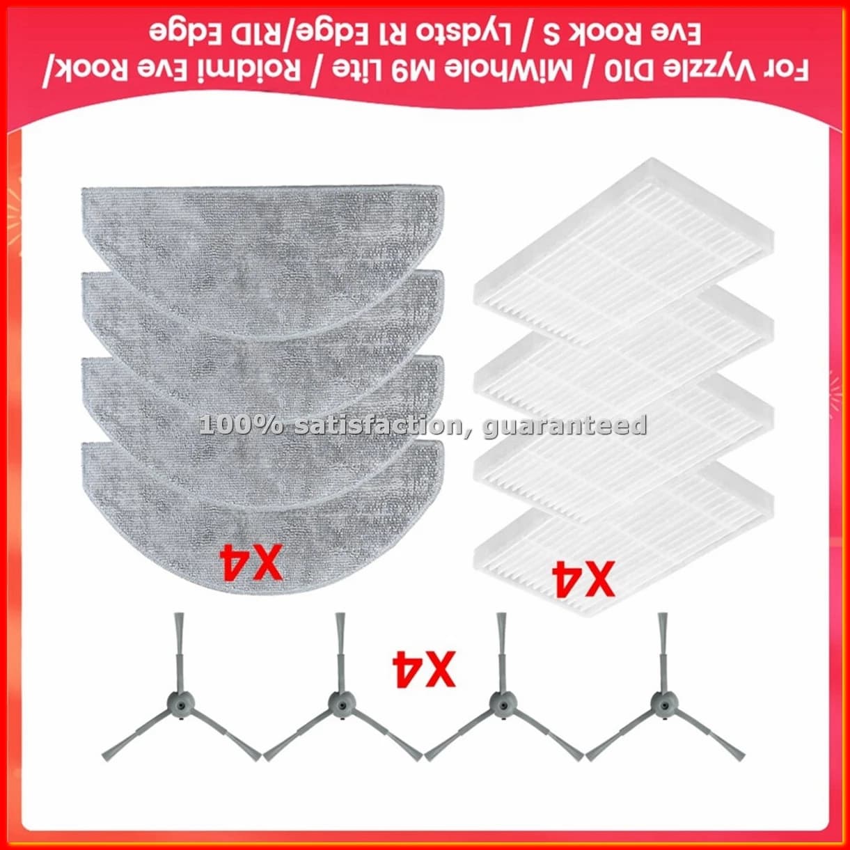 For Vyzzle D10 / MiWhole M9 Lite / Eve, Eve S / R1 Edge, R1D Edge: Filter, Side Brush, Panno - ABLM