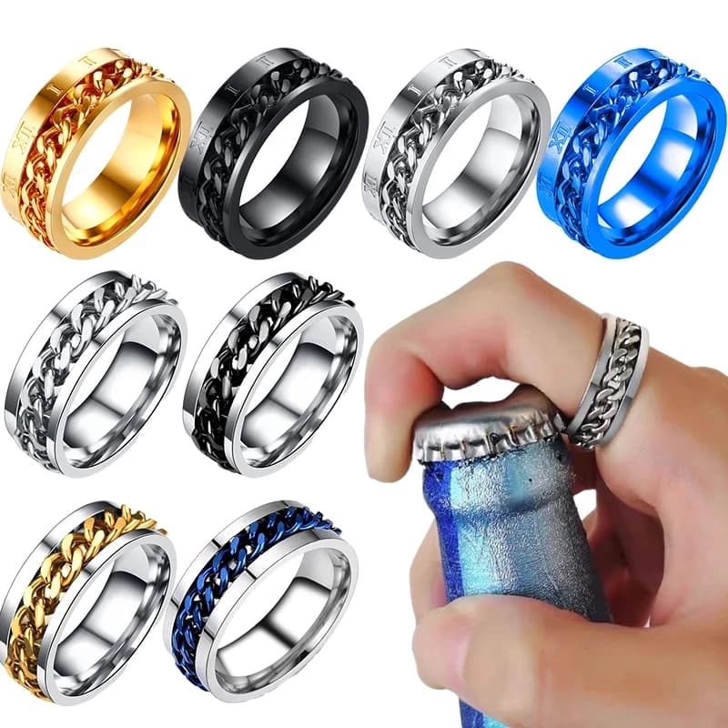 Anelli Girevoli in Acciaio al Titanio Hip Hop per Uomo e Donna, Gioielli Multifunzione da Dito, Anello Antistress Fidget Spinner, Regali Rock
