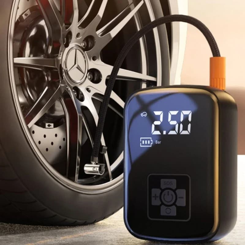 Compressore wireless per gonfiaggio pneumatici per auto con pompa d'aria gonfiabile portatile con barometro elettrico adatto per palla da bicicletta per moto