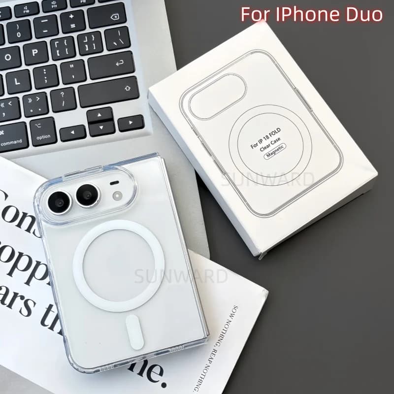 For Magsafe Magnetic Clear Acrylic Fold Phone Case For iPhone Duo IPhone Ultra Fold Wireless Charging Shockproof Cover Packaging