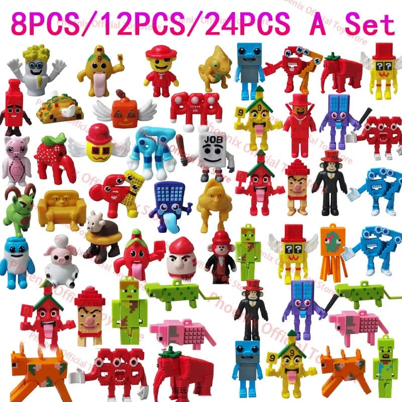 8/12/24pcs Ruba Un Brainrot W O L 77 Figura Lavoro Sahur Esok Sekolah Fragola Elefante Action Figures Meowl Modello Bambola Giocattolo Regalo