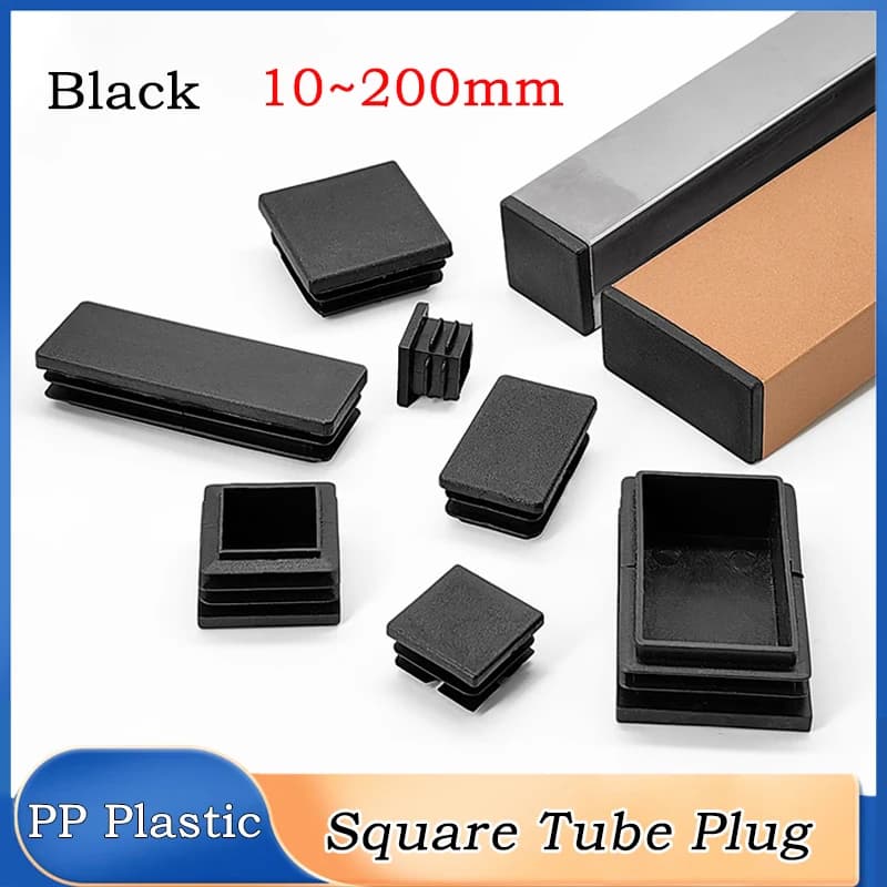Tappi Quadrati Neri in Plastica PP per Tubi, Inserti per Gambe di Mobili, Sedie, Tavoli, Coperture Antipolvere per Tubi in Acciaio, 1~10 Pezzi