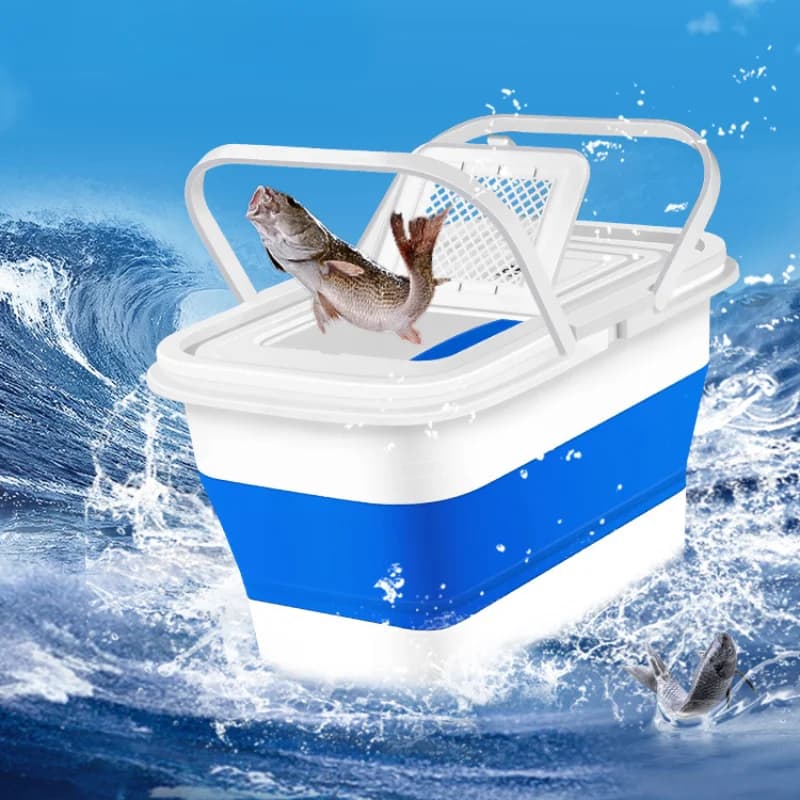 13L pesca comodo secchio tenuto in mano secchio per pesci vivi portatile pieghevole rete traspirante adatta per viaggi e pesca all'aperto