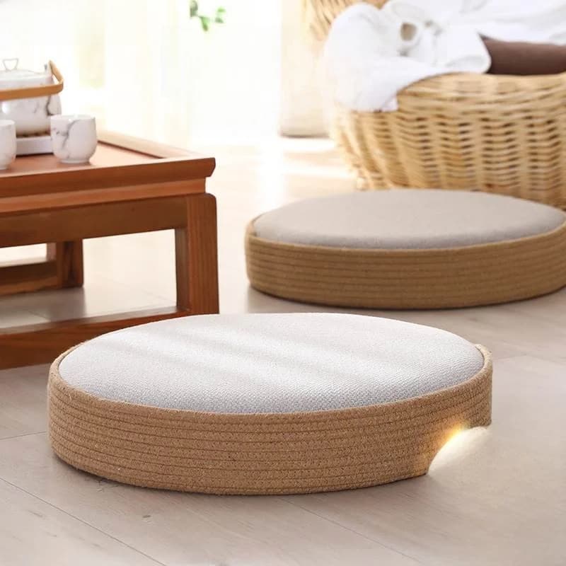 Japanese Style round Tatami Mat Cushion Fabric Balcony Window Pad Zen Meditation Yoga Health Care Assorted Colors