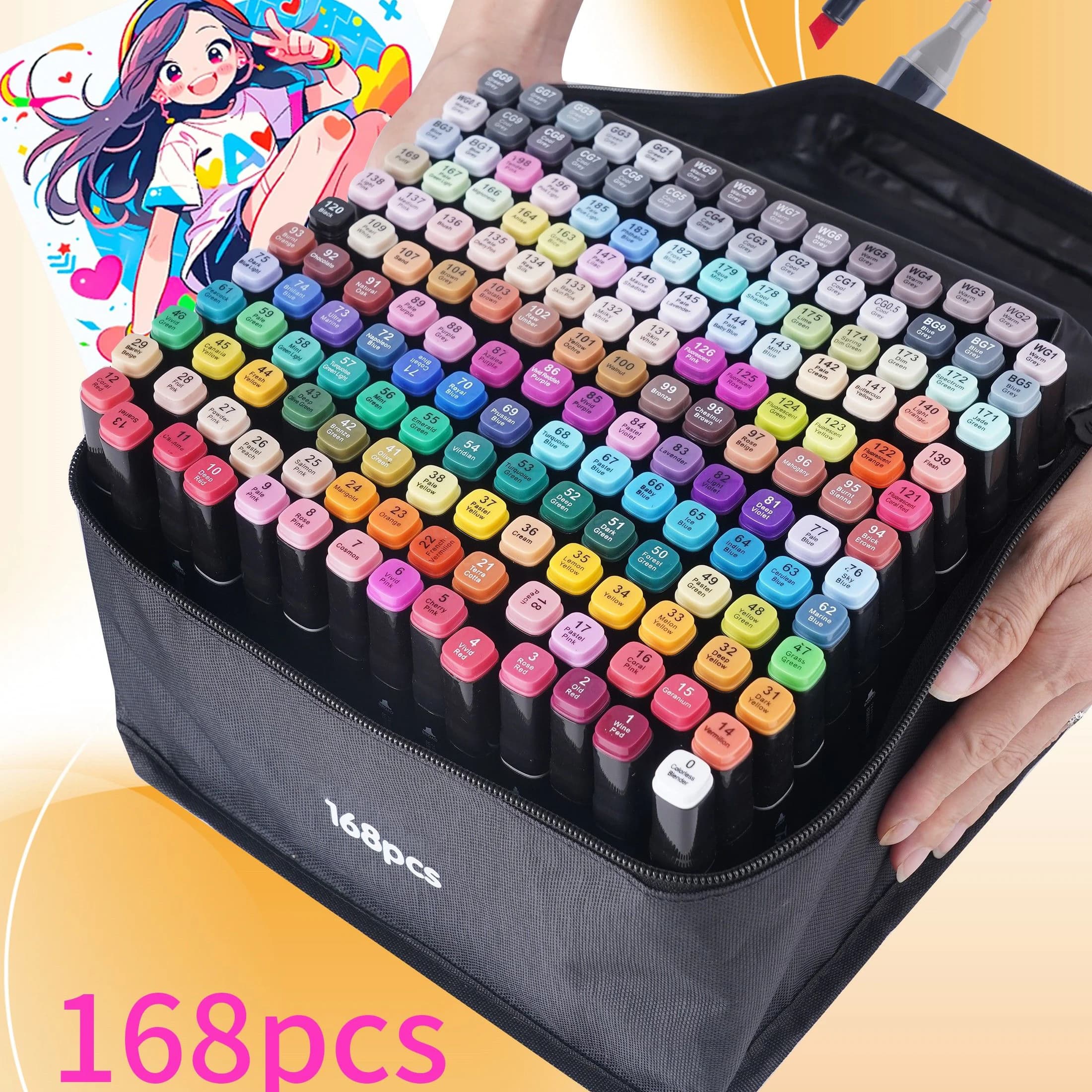 Set of 12/24/30/40/60/80/100/120/168 pieces, watercolor markers for students, double-point oil markers for art students