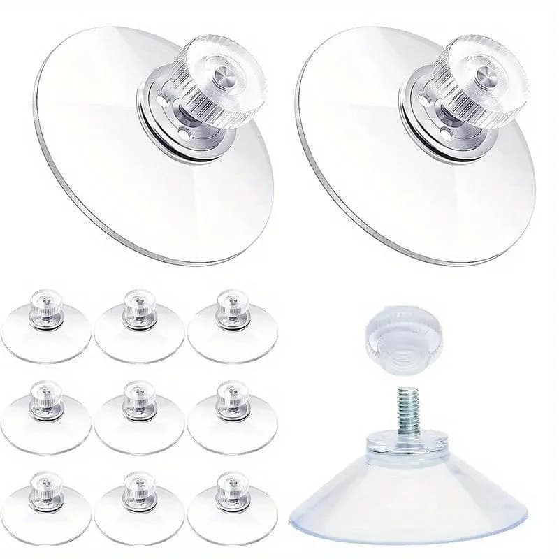 5Pcs Suction Cup Hooks with Screw Nut 40 mm Clear Sucker Pads Strong Adhesive Suction Holder for Car Glass Bathroom Wall Door