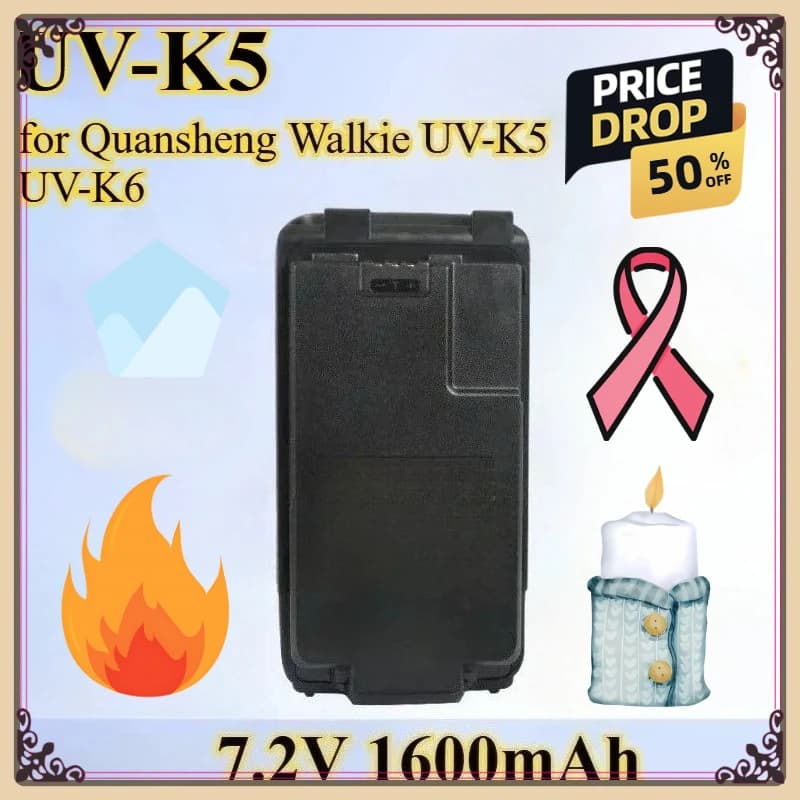Nuova batteria ricaricabile agli ioni di litio per uso generale da 1600 mAh 7,2 V UV-K5 adatta per talkie Quansheng Walkie UV-K5EV-K6