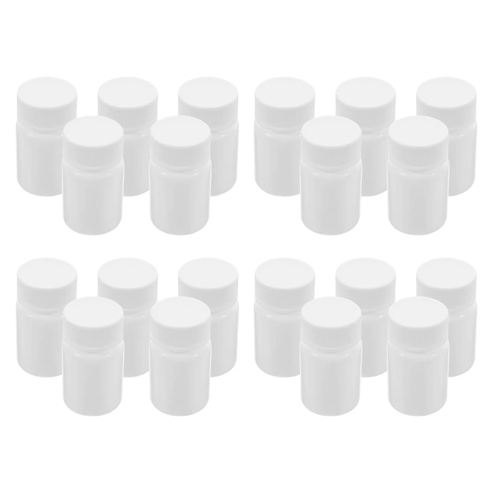 20 contenitori per medicinali solidi in plastica, piccoli contenitori per pillole con tappo a vite, organizer da viaggio, custodia portatile per compresse e polvere