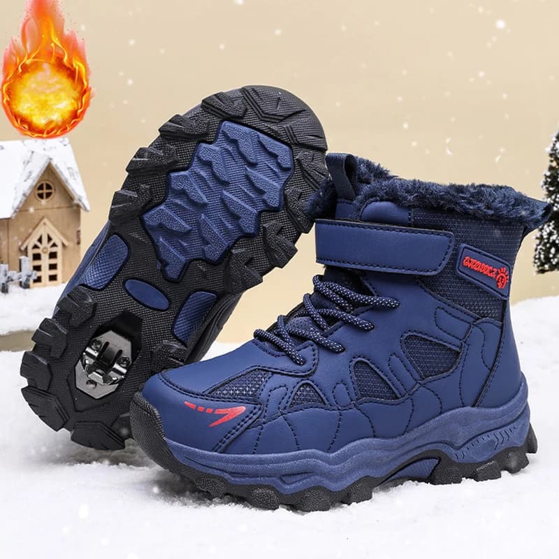 Kids Snow Boots Winter Children Fashion High Top Warm Plush Comfortable Anti Slip Stable Walking Shoes Boys Outdoor Hiking New