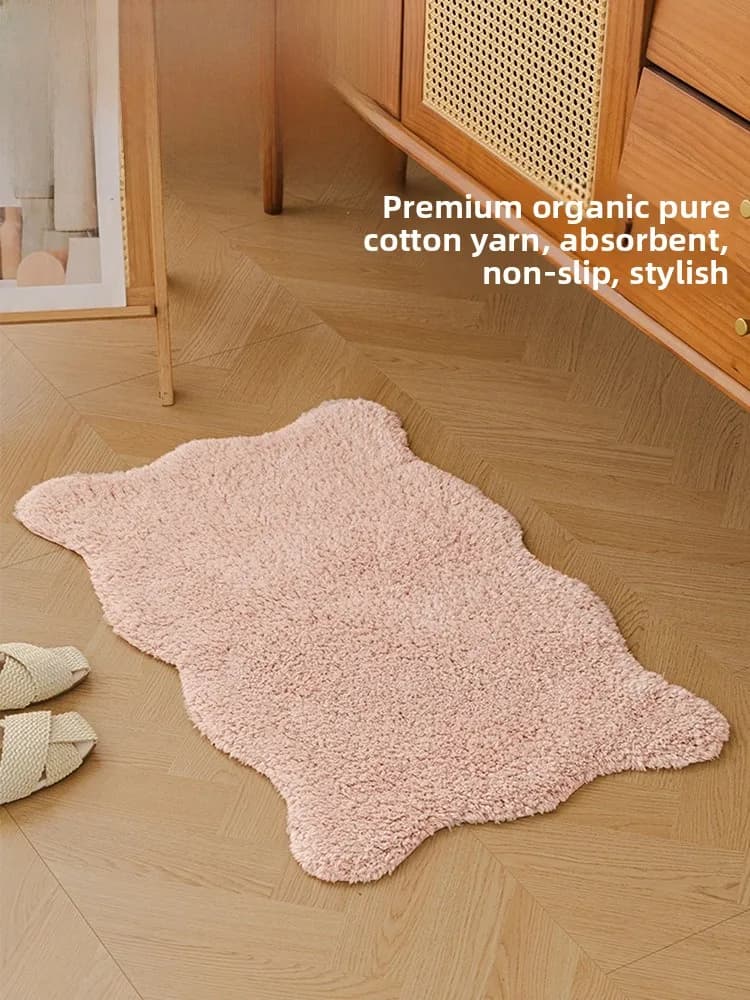 Thickened Wave Cloud Mirror Pure Cotton Door Mat Bedroom Entrance Mat Bathroom Absorbent Non-Slip Foot Mat Washing Basin