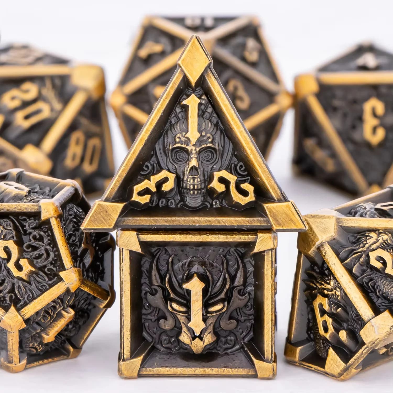 Set di Dadi in Metallo per D&D, Dadi Poliedrici per Giochi di Ruolo D20 D12 D10 D% D8 D6 D4 per Pathfinder e Giochi da Tavolo