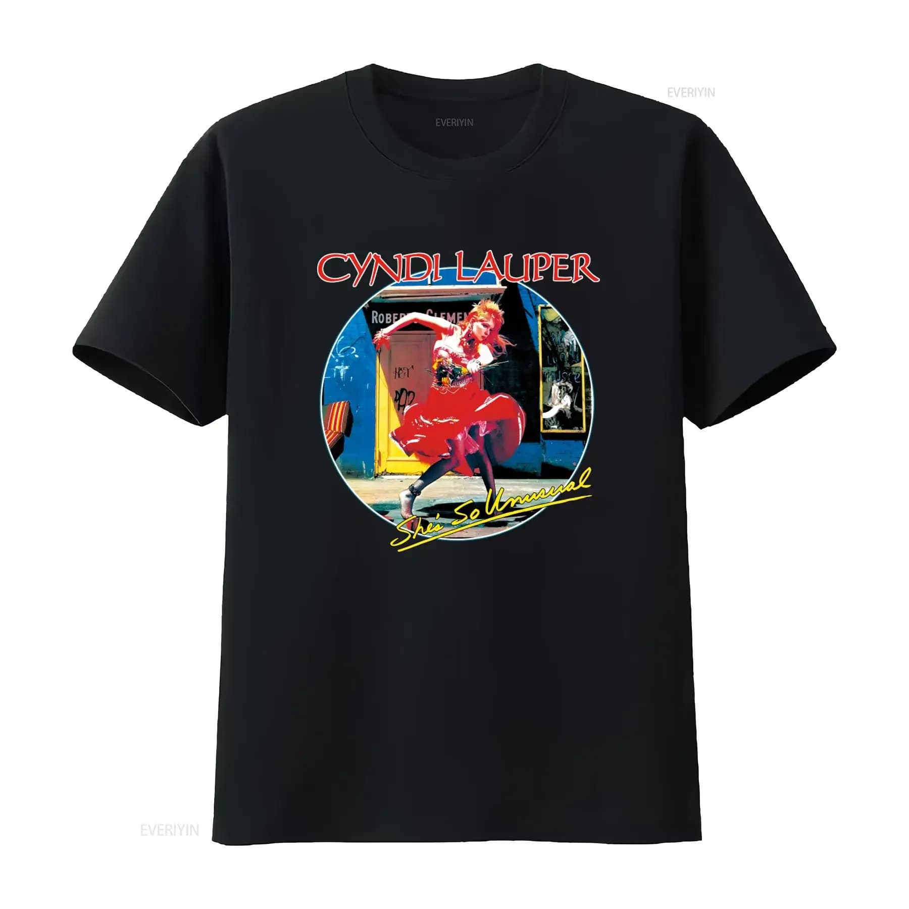 Cyndi Lauper She's So Unusual Print Men's T Shirt Retro Pop Culture Fashion vintage Washed Casual streetwear Soft Stylish