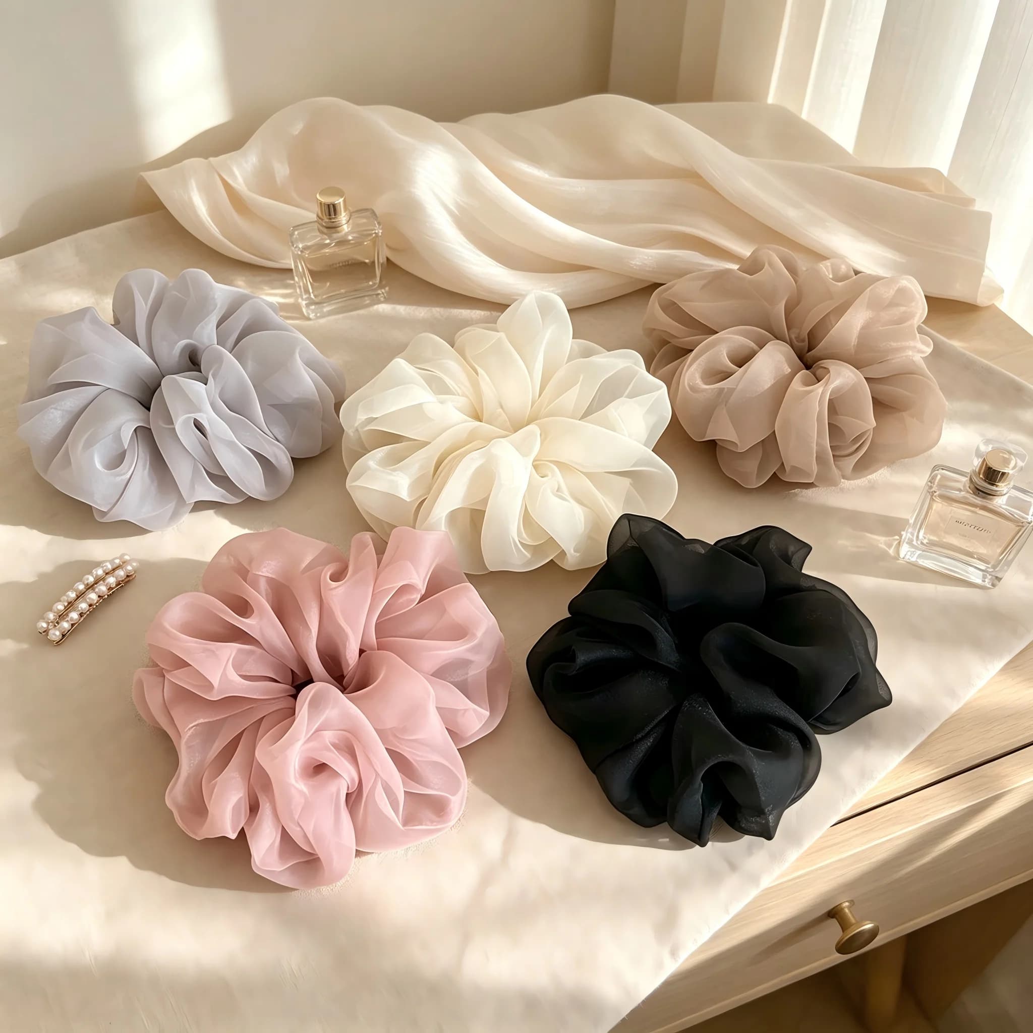 Large Mesh Hair Rope for Women Simple and Fashiona Does Not Hurt The Hair Hair Rope Cute Girl High Ponytail Scrunchie