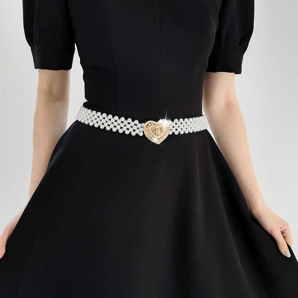Elegante cintura elastica con perle di strass da donna Love Butterfly Premium vintage fashion waist chain