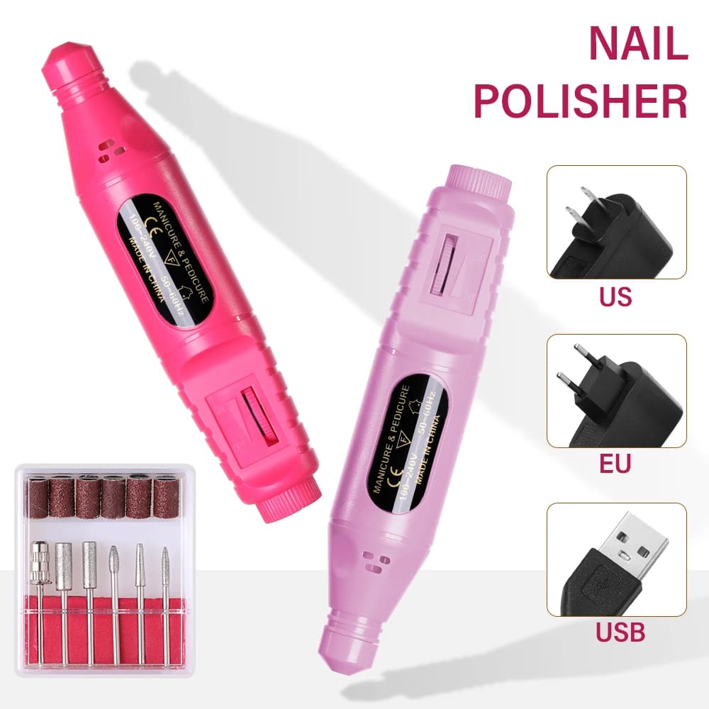 YIKOOLIN Kit Trapano Elettrico per Unghie 6-in-1, Lucidatrice Portatile per Manicure, Lima per Unghie con Strumenti a Penna per Nail Art