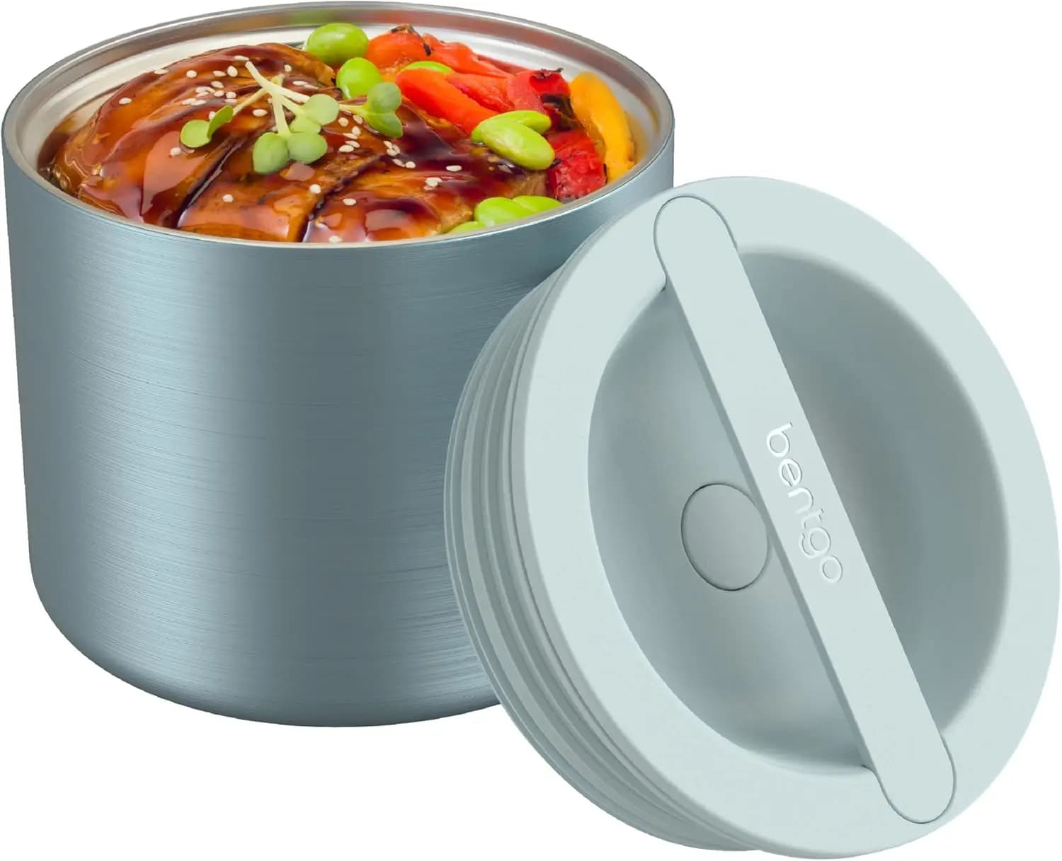 Bentgo stainless steel insulated food container - 2.4 cups (19 oz), triple layer insulation, vacuum closure, tinted seal, integrated handle