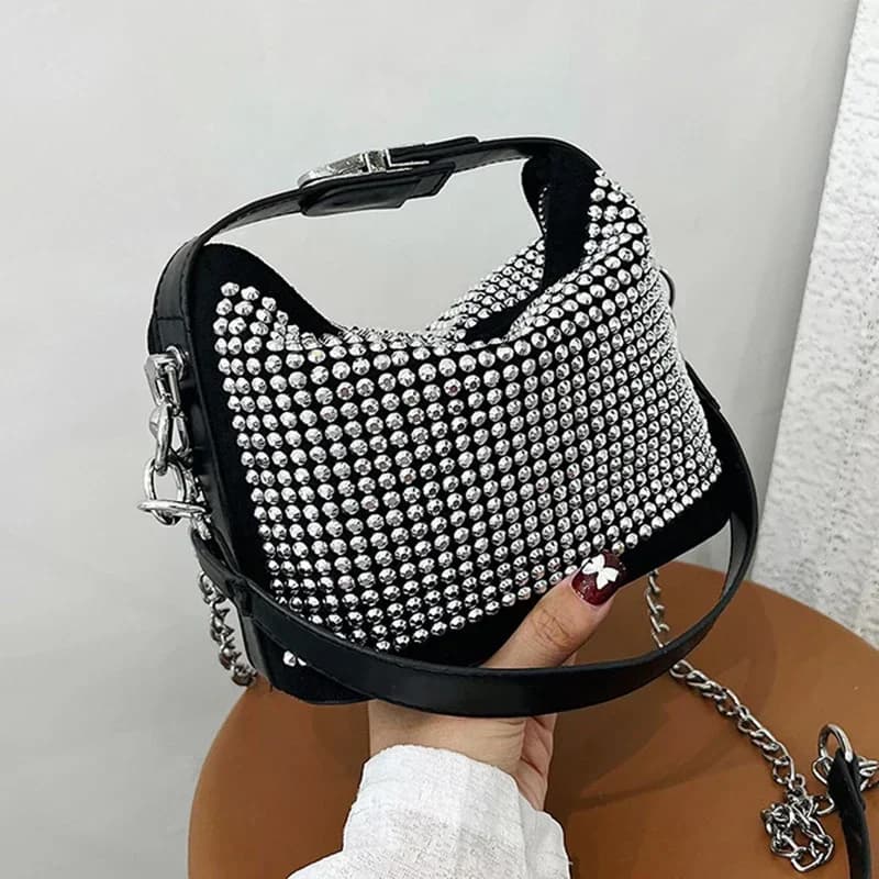Bling Diamond Design Crossbody Messenger Bags for Women Trend Luxury Travel Shoulder Handbags Purses PU Leather Duarable Pack