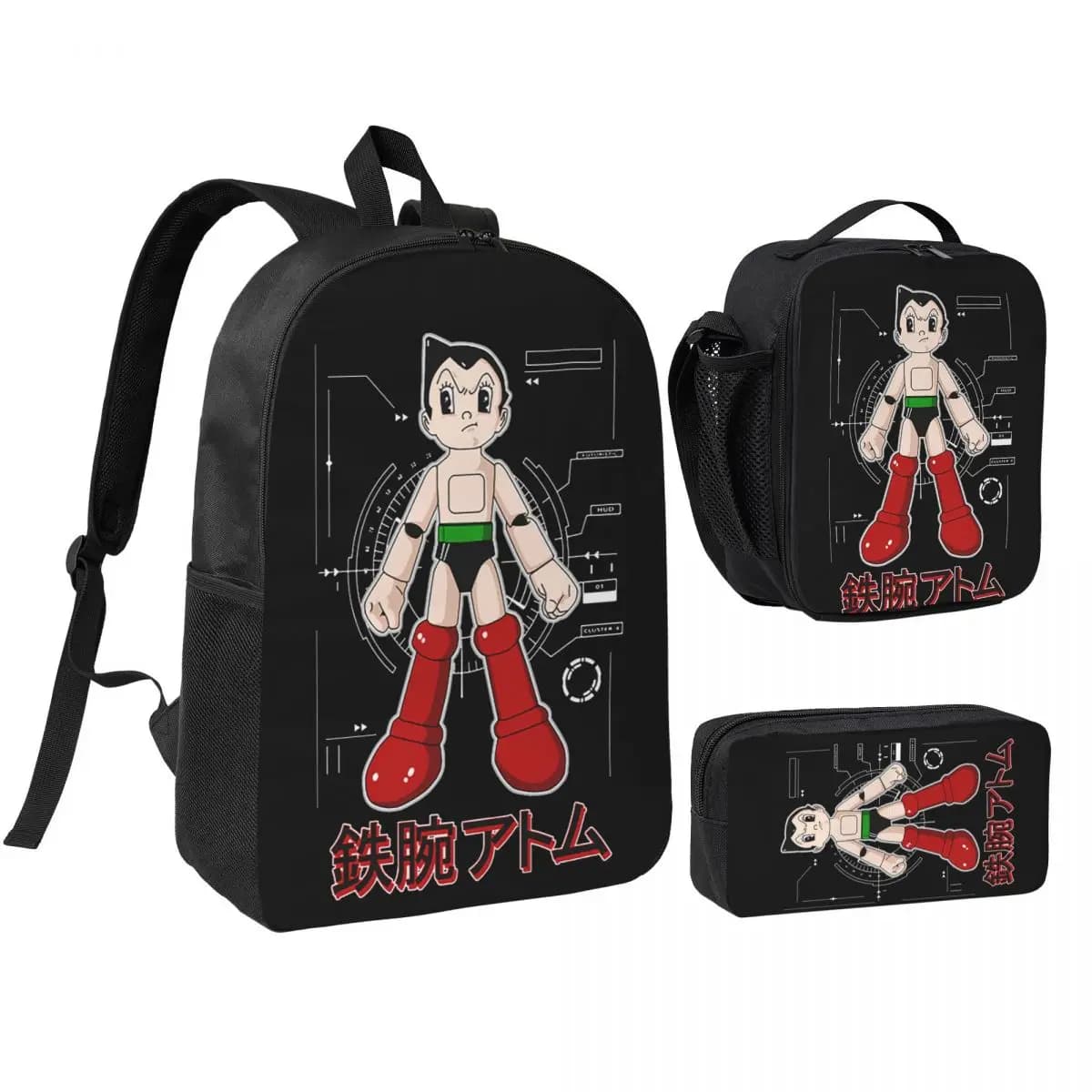 Astroboy Astro Boy Manga 3pecs/set Backpack for Student Laptop Shoulder Bag Lunch bag Pencil Case