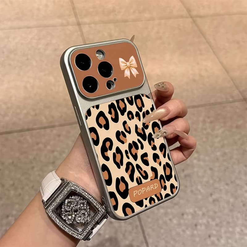 Leopard Print Bow Phone Case For iPhone 17 16 15 Pro Max 14 13 12 11 Pro 16 Plus 16e 17e Shockproof Soft TPU Bumper Cover