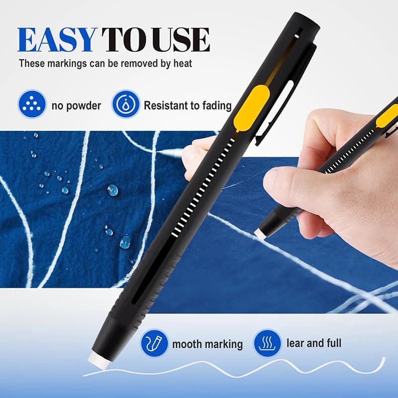 2 Pens + 20 Premium Refills Chalk Pencil Patchwork Disappearing Fabric Marker Set for DIY Craft Sewing Marking