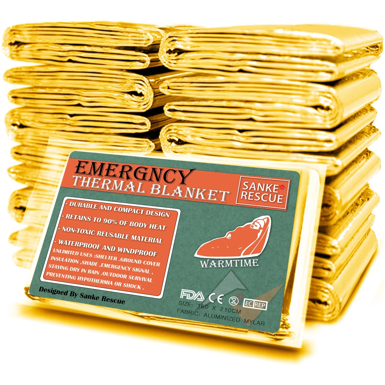 Coperta di emergenza Outdoor Survive Kit di salvataggio militare di pronto soccorso coperta termica in lamina impermeabile antivento per l'escursionismo in campeggio caldo