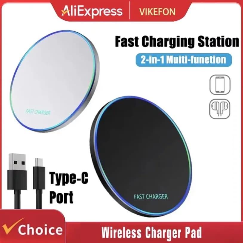 Wireless Charger For iPhone 17 16 15 14 13 Pro Max Induction Fast Charging Pad Dock Station For Samsung S25 S24 Xiaomi Huawei