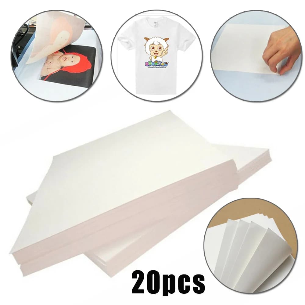 20 pz A4 297x210mm carta a trasferimento termico a sublimazione grafica arte t-shirt attrezzature per la stampa stampante forniture fogli