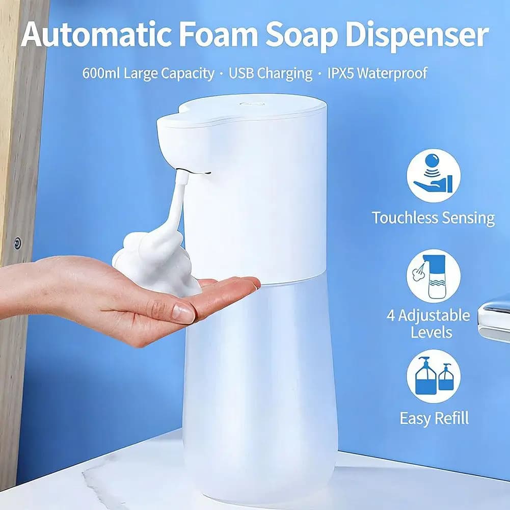 Dispenser Automatico di Sapone a Schiuma, Macchina Intelligente per Lavaggio Mani, Ricaricabile USB, Elettrodomestico