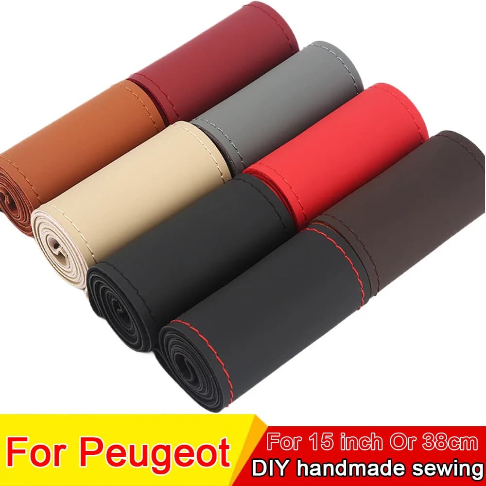 New car cover in real leather hand sewn 38 cm /15 inch for Peugeot 107 208 2008 306 308 3008 408 508 4008 5008