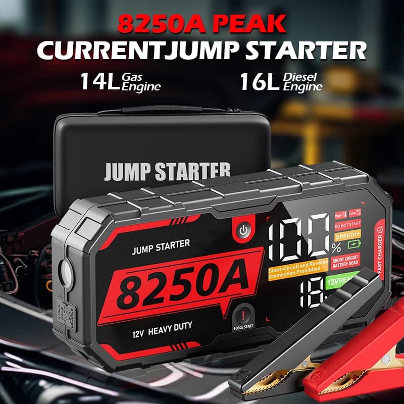 8250A Batteria per auto Jump Starter 12V Pro Booster portatile PD65w 32000mAh Batteria per auto 13L per dispositivo di avviamento booster per auto di emergenza
