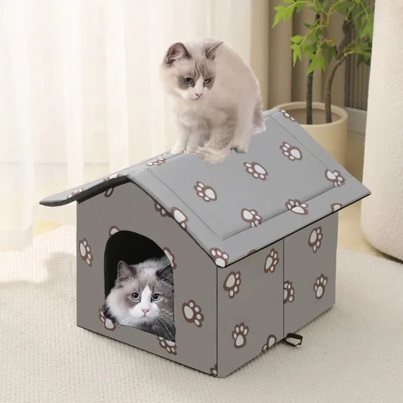 Cuccia Universale per Gatti da Esterno Impermeabile per Tutte le Stagioni, Traspirante, Rimovibile e Lavabile, Cuccia Calda per Cani in Inverno