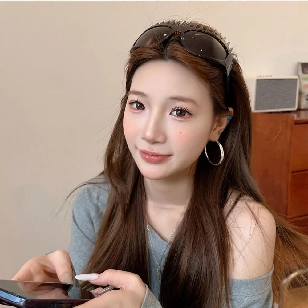 Comb Shaped Sunglasses Headband Sunscreen Leopard Print Glasses Hair Band Korean Style Headwear Hairband Women Hair Hoop
