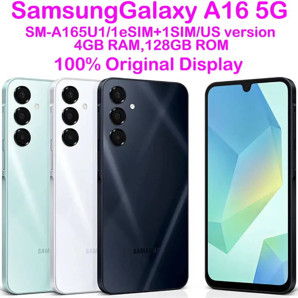 Samsung Galaxy A16 5G A165U1 Usato, Smartphone Android, Display Super AMOLED da 6,7 Pollici 90Hz 1080 x 2340, Fotocamera 50MP, Ricondizionato, Versione USA