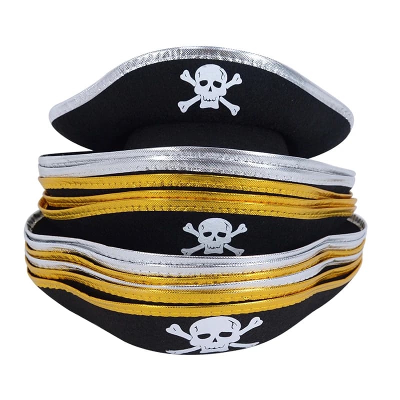 Print Skull Pirate Hat Cosplay Costume Cap Halloween Masquerade Party Performance Pirate Captain Hat Props