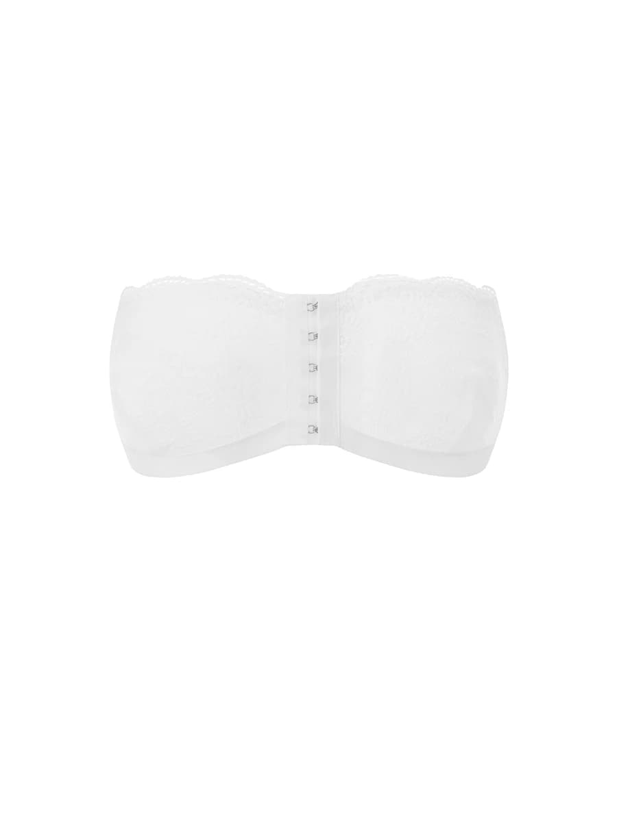 Reggiseno senza spalline in pizzo da donna con chiusura frontale, intimo invisibile traspirante senza fili con spalline regolabili