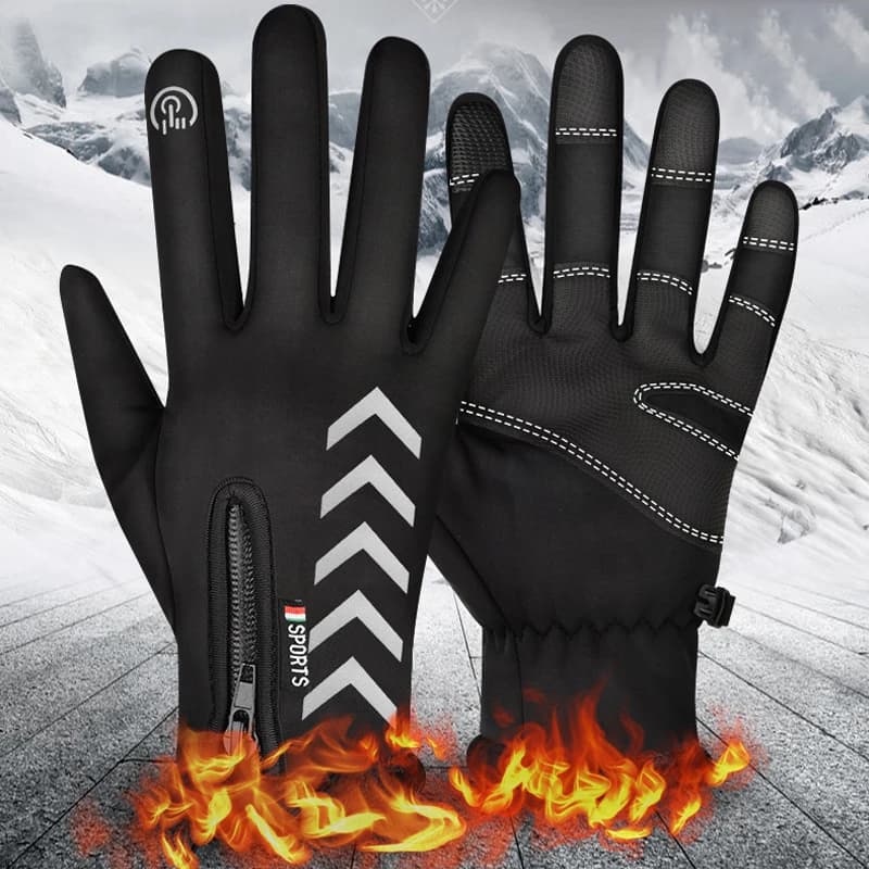 Guanti da ciclismo Uomo Donna Spessore antiscivolo Autunno Inverno Guanti caldi Moto Trekking Touchscreen Guanti riflettenti antispruzzo