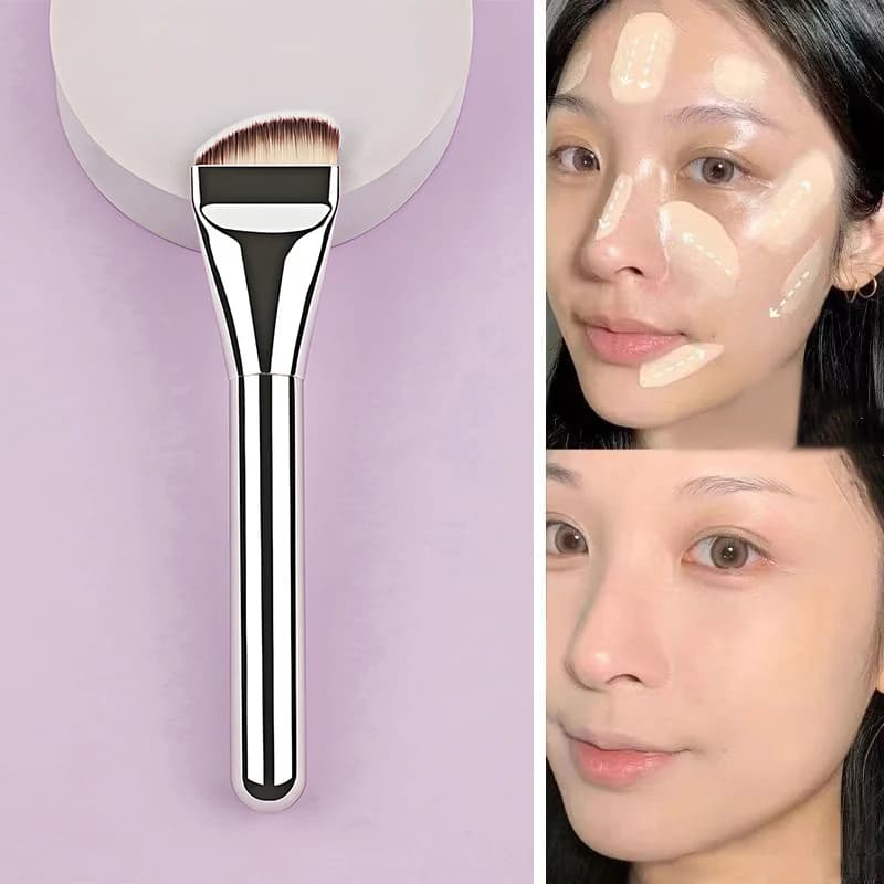 il1 ultra thin foundation brush, with soft bristles, to contour the face, flat brush to contour the face, to shade the bottom in cream, makeup brushes il