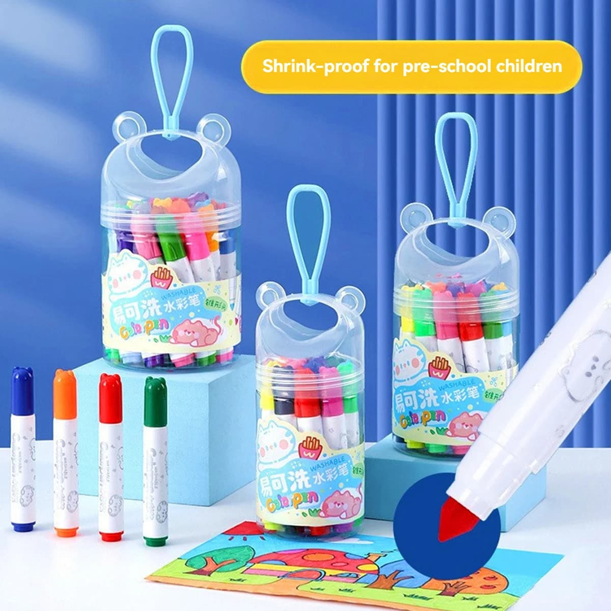 12/18/24 Pz/set Colore Lavabile Per Bambini Pennelli Per Acquerello Pennarello Punta Conica Kawaii Disegno di Cancelleria
