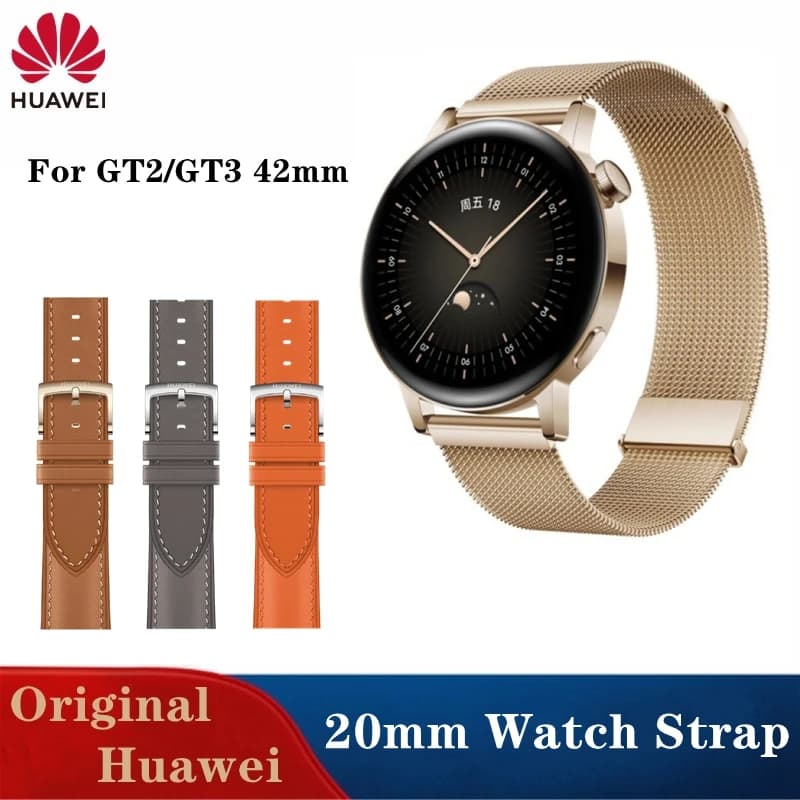 Cinturino orologio originale in pelle di vitello GT3pro 43mm per Huawei GT2 GT3 42mm cinturino sportivo in gomma siliconica da donna cinturino milanese