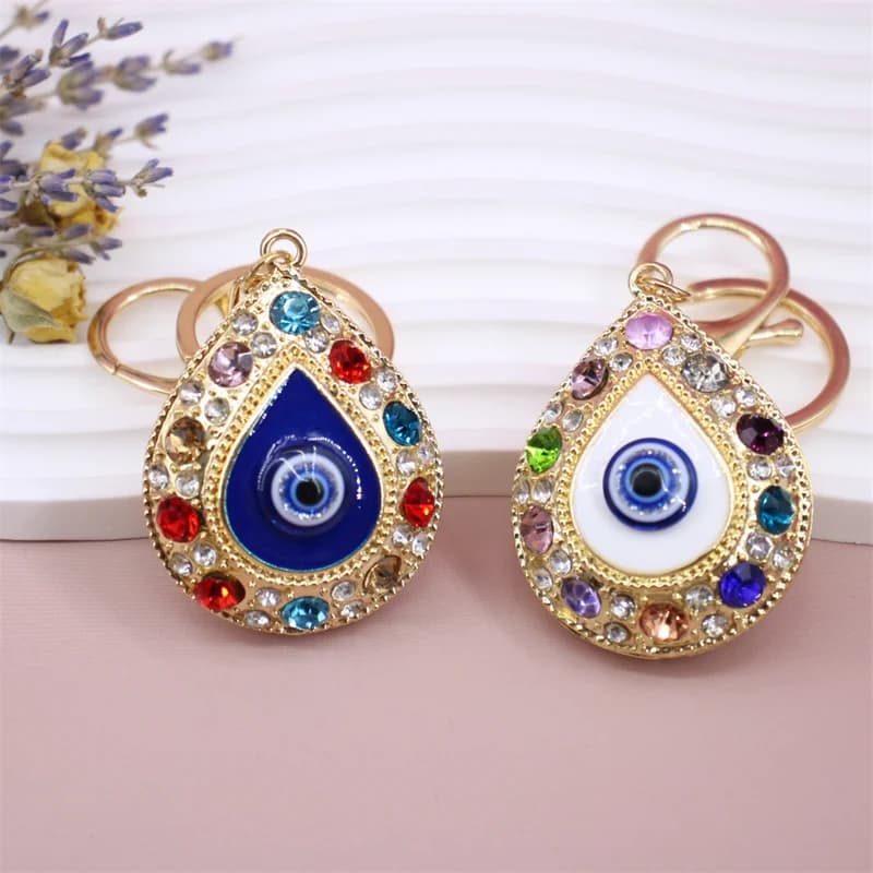 New Fashion Key Chain Rhinestone Evil Eye Key Wallet Bag Buckles Pendant Car Key Holder