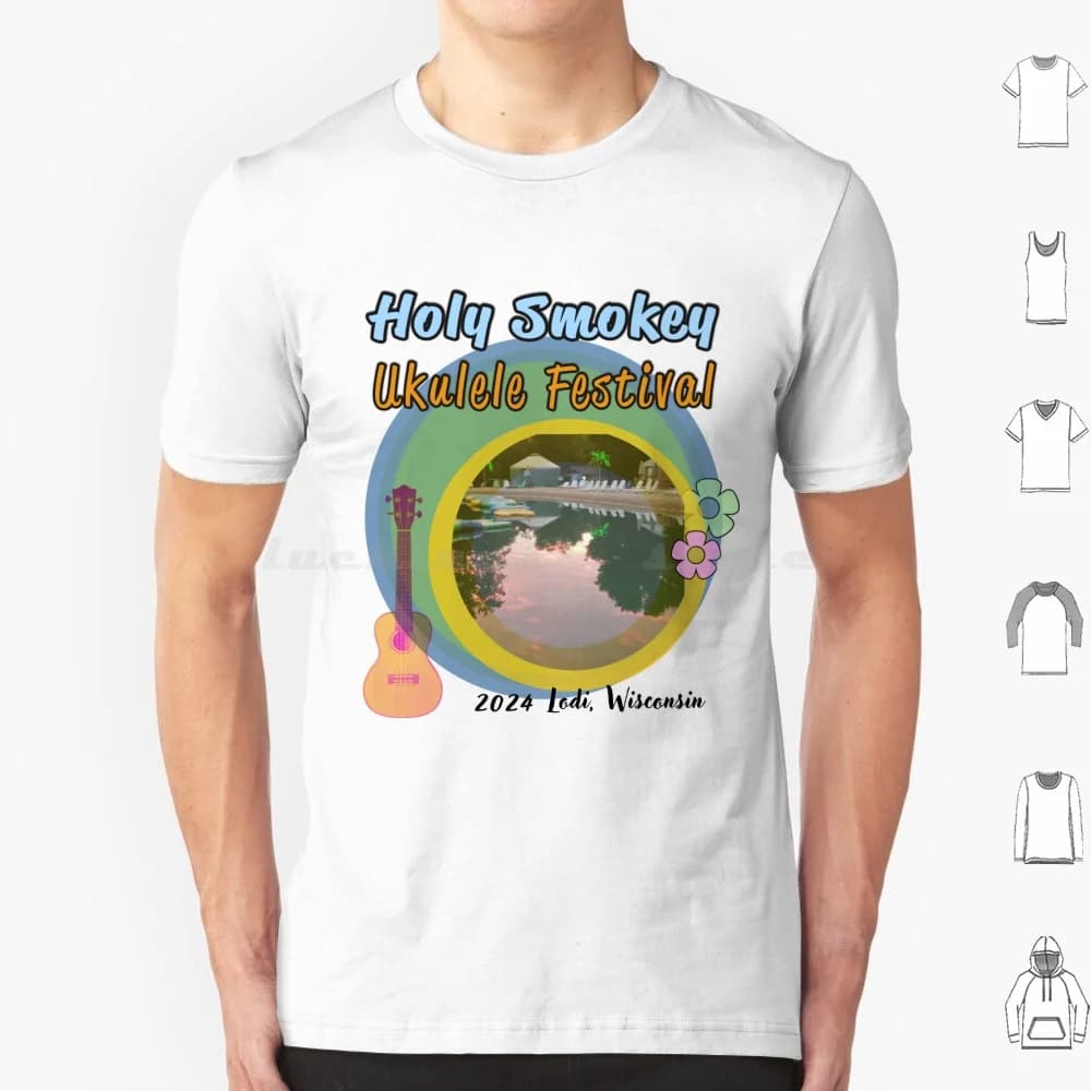 Tshirt Hsuf T Shirt Big Size 100% cotone Ukulele Lodi Wisconsin Music Festival Holy Smokey