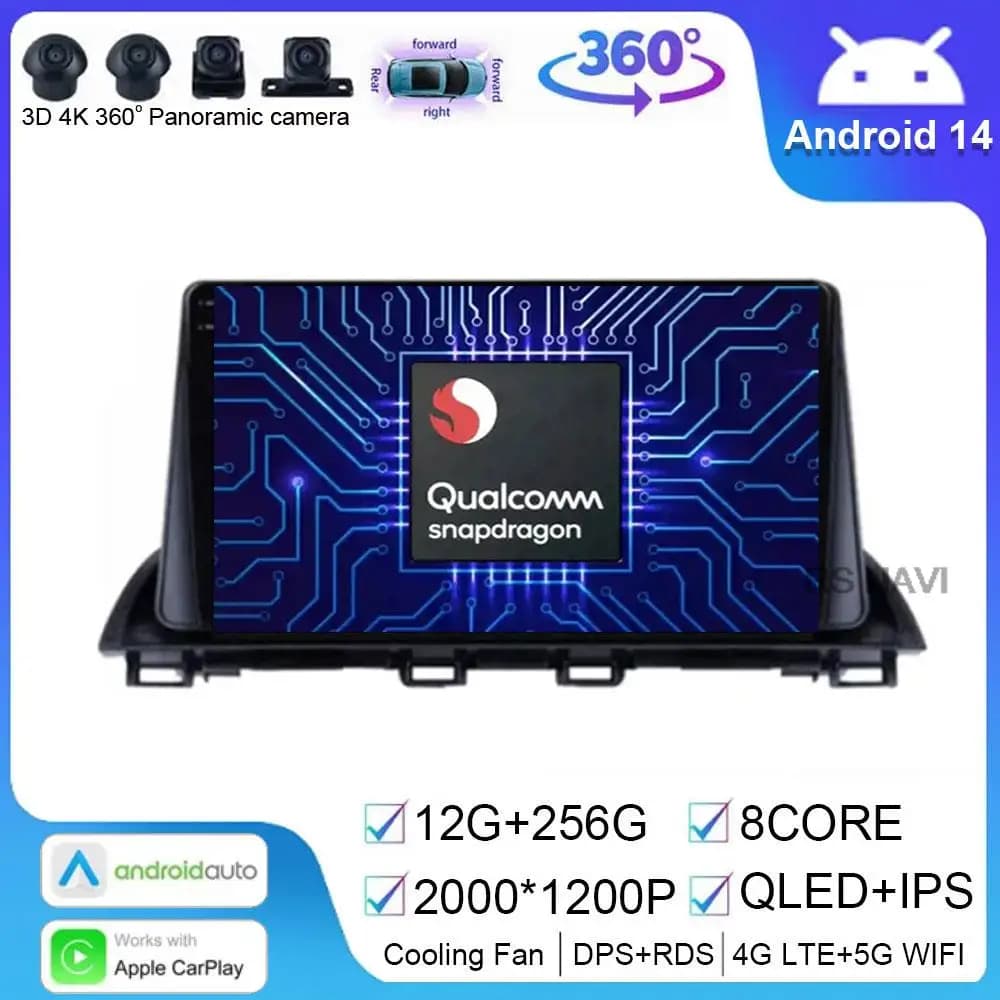 Android 14 per Mazda 3 Axela Sedan BM BN 2014 - 2019 8G 256G autoradio Multimedia Stereo Head Unit Car Play NO 2din QLED 8 core