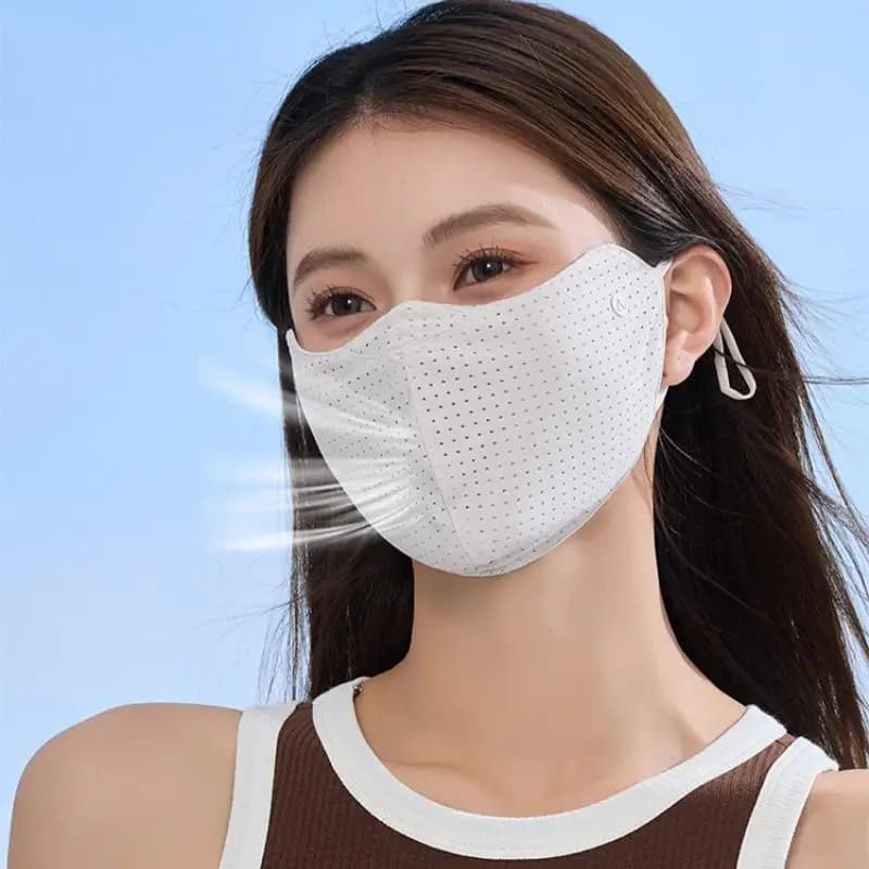Breathable Ice Silk Mask Solid Color Washable Anti UV Face Cover for Outdoor Sports Daily Use